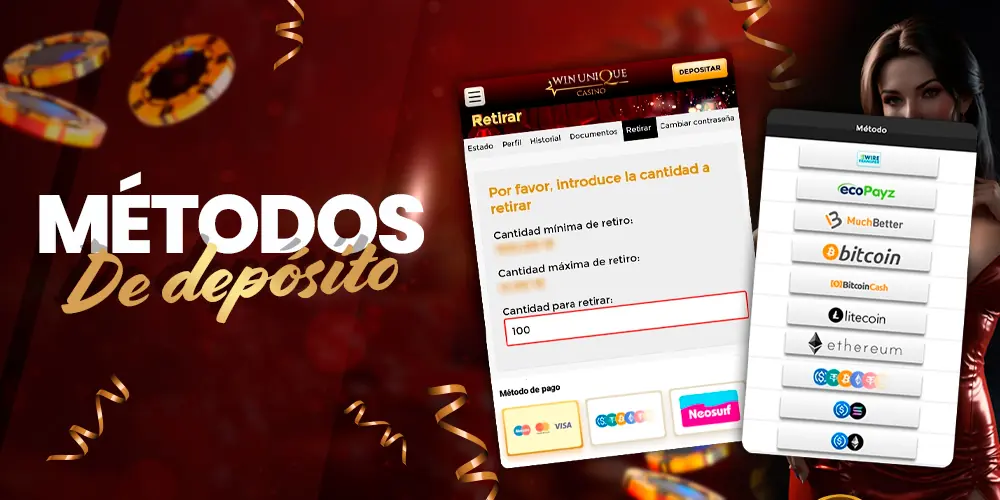 Opciones para el depósito.