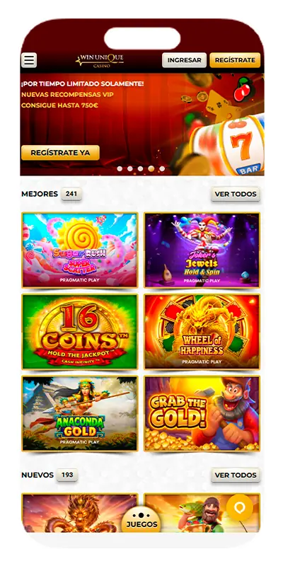 Página de inicio del casino.