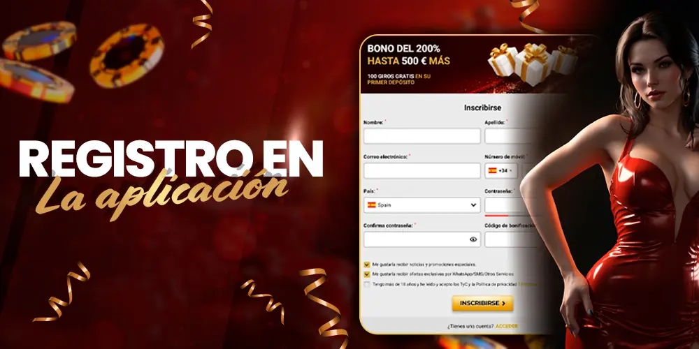 Registro en la aplicación oficial.